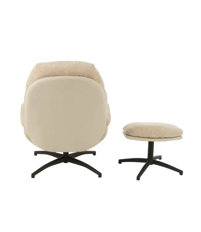 J-line zetel Relax + Voetbank - metaal/multiplex - beige/zwart