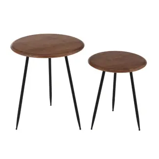 J-Line salontafel Neo - rubber - naturel/zwart - set van 2