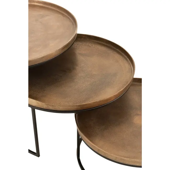 J-Line bijzettafel Rond - aluminium - roest - set van 3