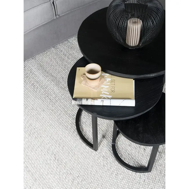 Salontafel Set van 3 – Industriële Salontafelset Erjan – Zwart blad