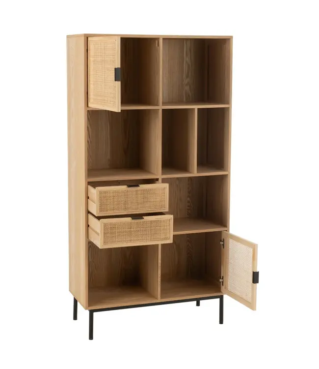 J-line J-Line Kast Vakken Mdf/Metaal Naturel/Zwart