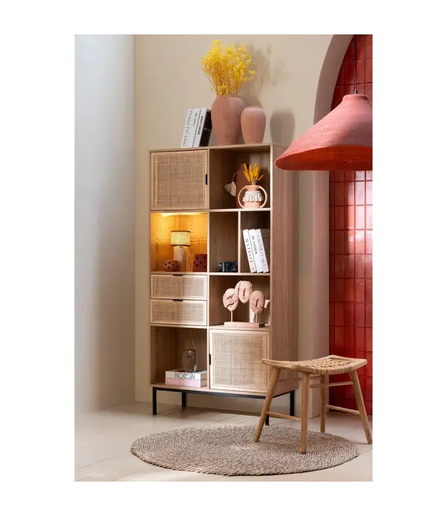 J-line J-Line Kast Vakken Mdf/Metaal Naturel/Zwart