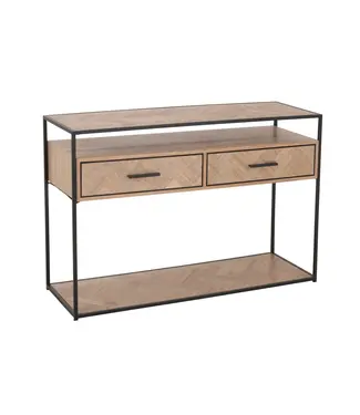 J-line J-Line Console Zigzag 2 Lades Hout/Metaal Naturel/Zwart