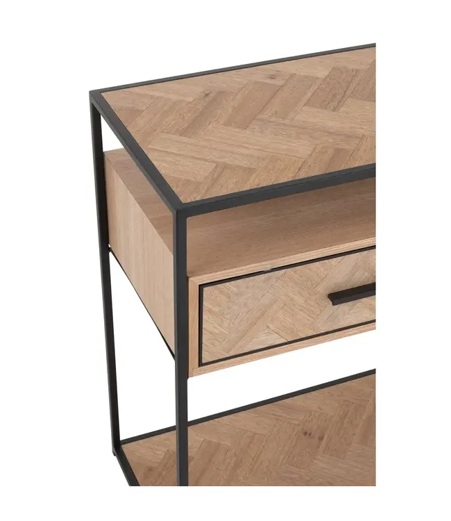 J-line J-Line Console Zigzag 2 Lades Hout/Metaal Naturel/Zwart