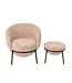J-line J-Line loungestoel + poef - ijzer - roze/zwart