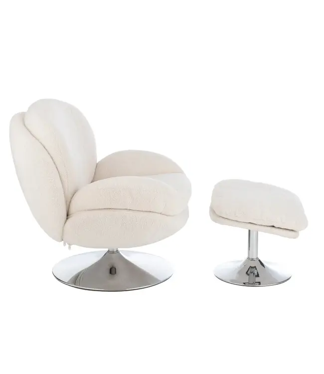 J-line J-Line zetel Relax + Voetbank - metaal/multiplex - creme/zilver