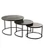 J-line J-Line bijzettafel Rond Oxidize - ijzer - zwart/groen - set van 3