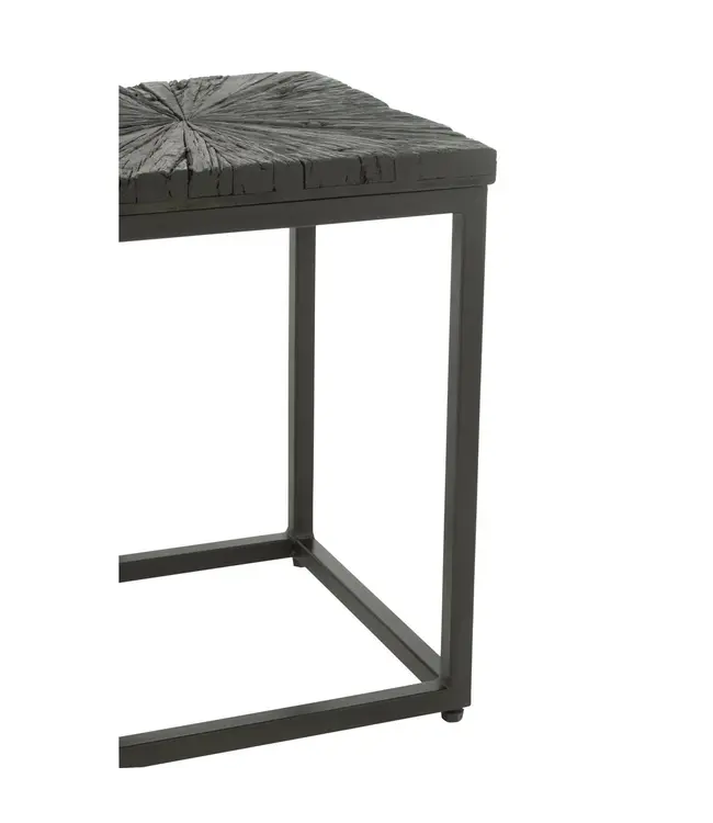 J-line J-Line bijzettafel Shanil - hout/ijzer - zwart - set van 2