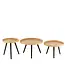 J-line J-Line Set Van 3 Bijzettafel Rond Mango Hout Naturel