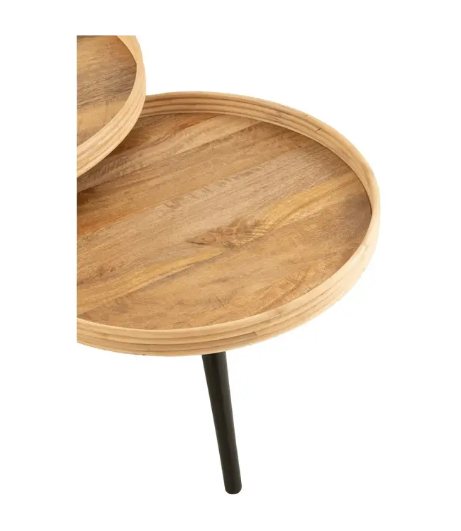 J-line J-Line Set Van 3 Bijzettafel Rond Mango Hout Naturel