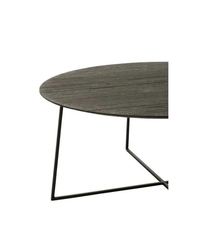 J-line J-Line bijzettafel Rond - hout/metaal - zwart - set van 2