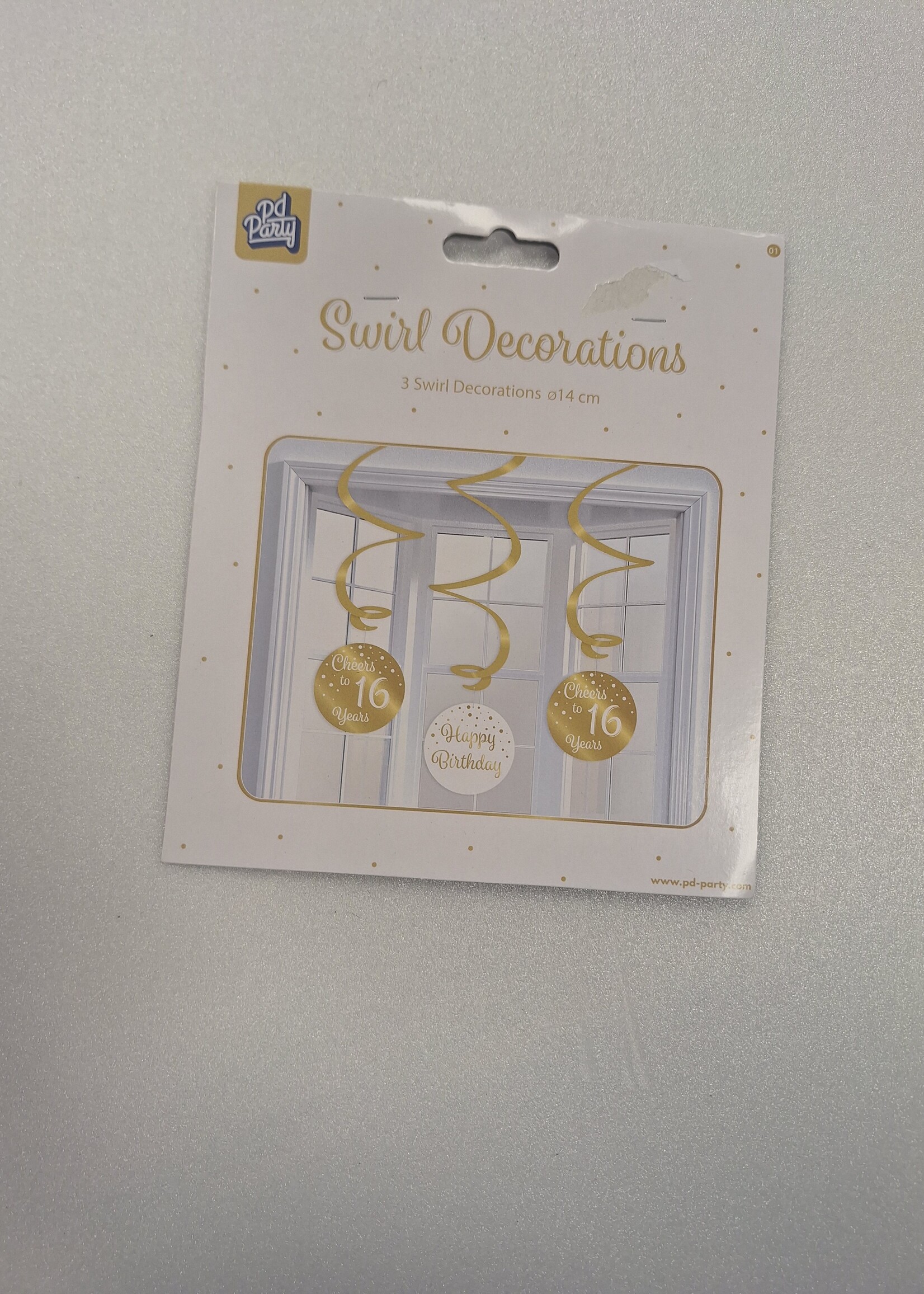 Swirl decorations 16 jaar Goud & wit