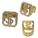 Party Planet Luxe Dollar ring met strass stenen, goud