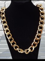 Party Planet Lange vette schakel (pooier) ketting, goud of zilver