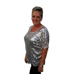 Party Planet Zilver top met pailletten