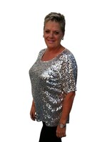 Party Planet Zilver top met pailletten