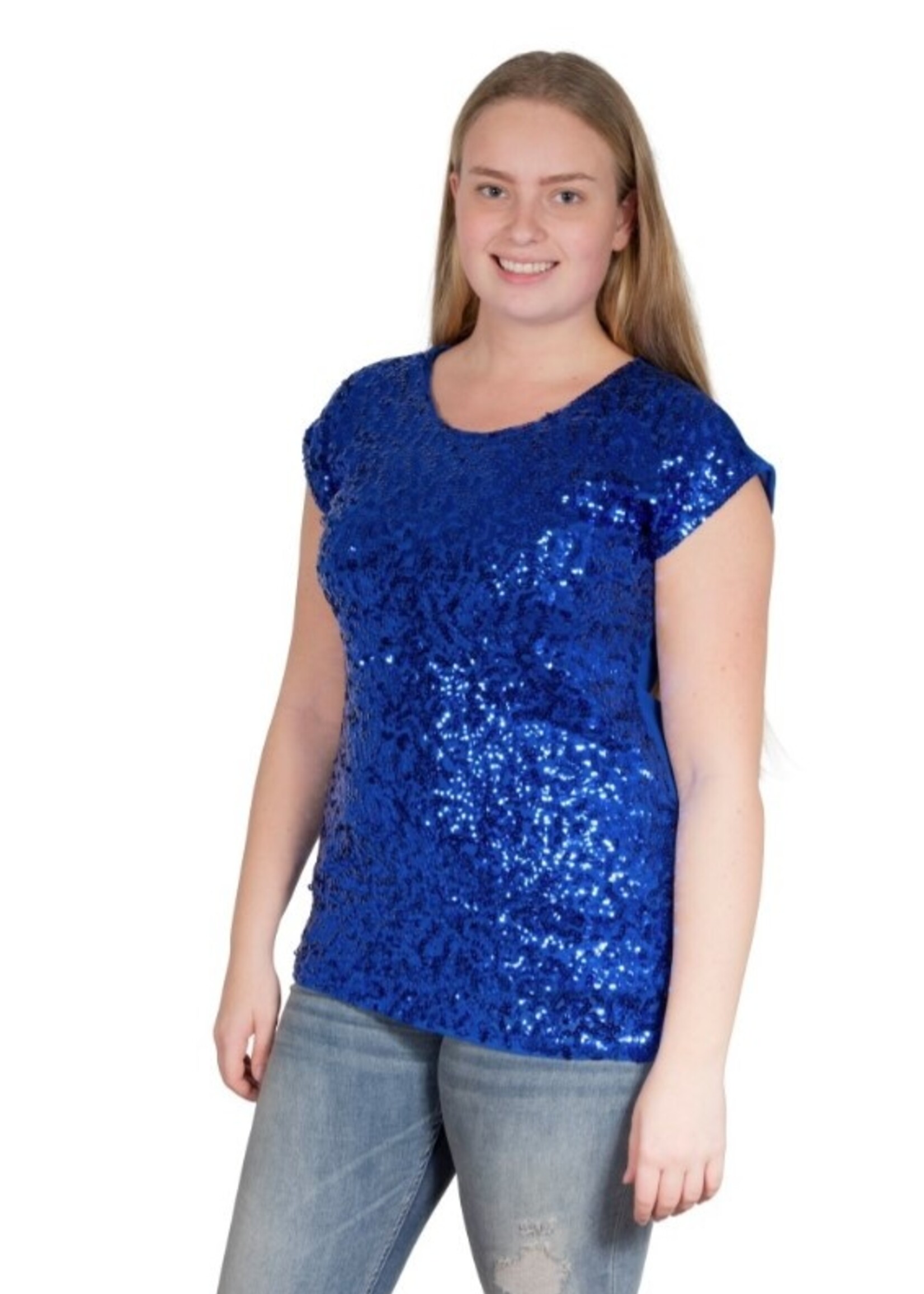 Party Planet Blauw pailletten topje