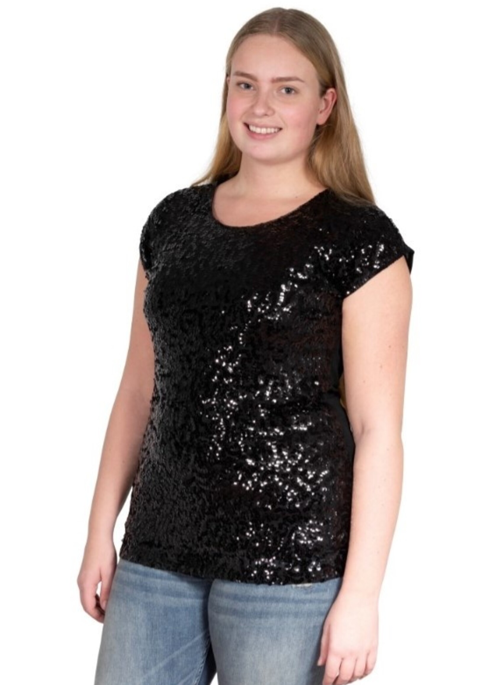 Party Planet Zwart pailletten topje
