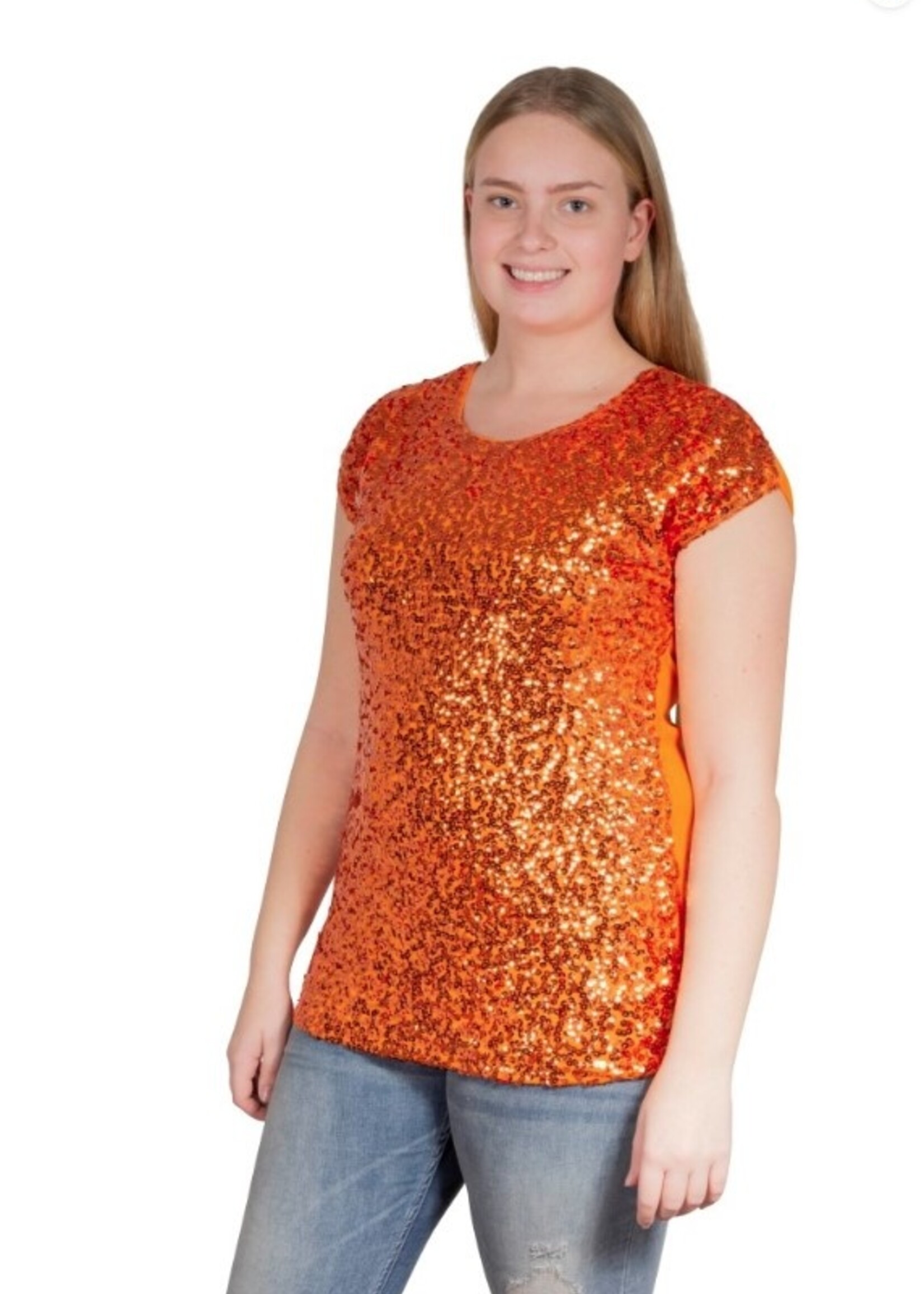 Party Planet Oranje pailletten topje