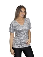 Party Planet Zilver pailletten shirt