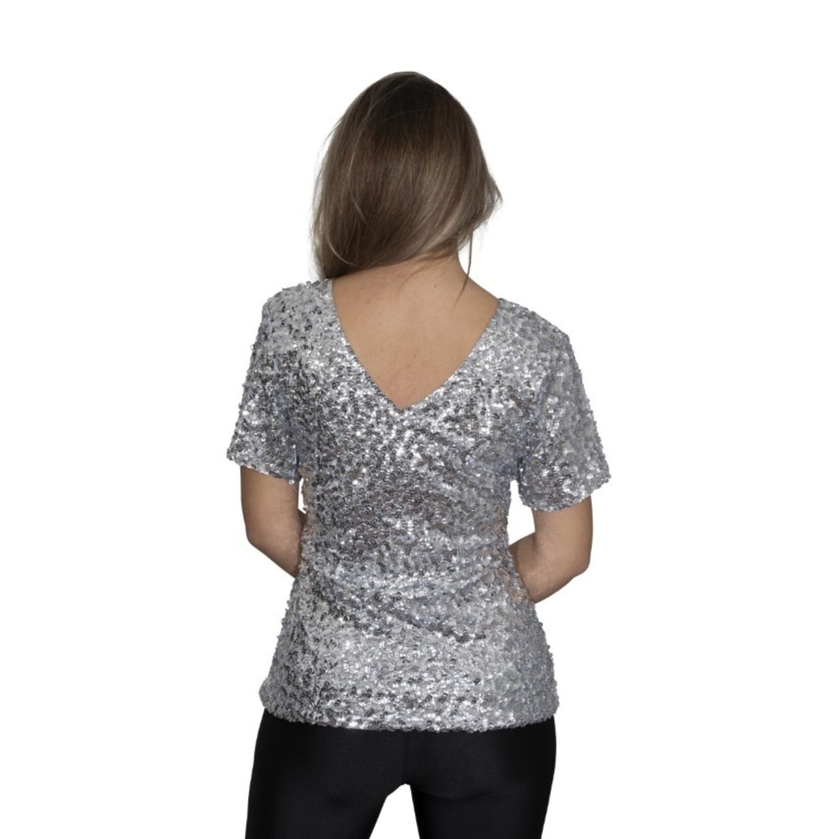 Party Planet Zilver pailletten shirt