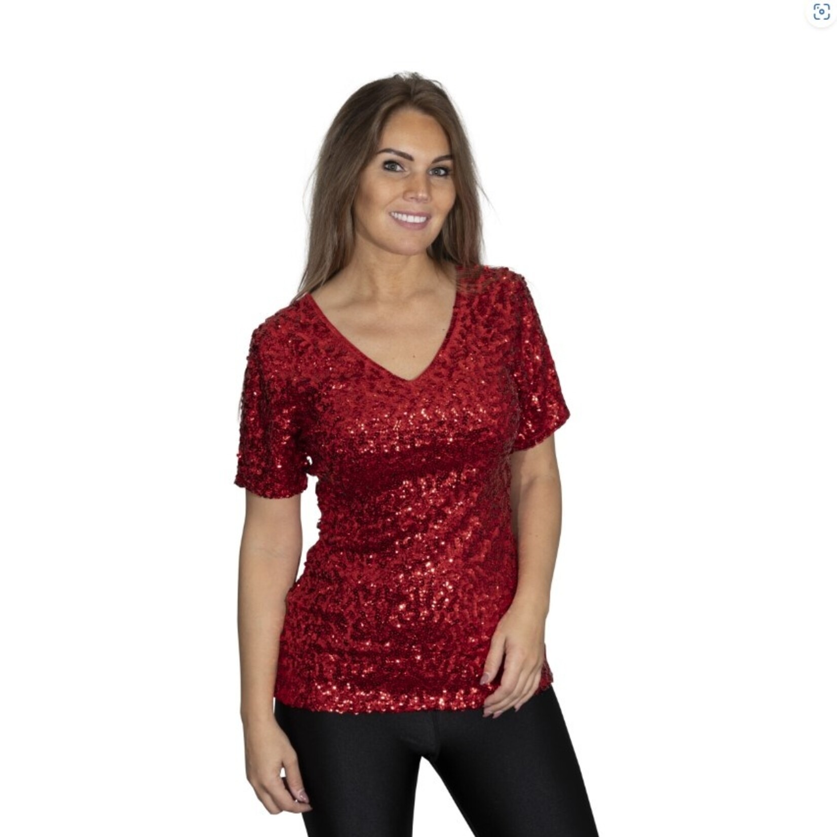 Party Planet Rood pailletten shirt