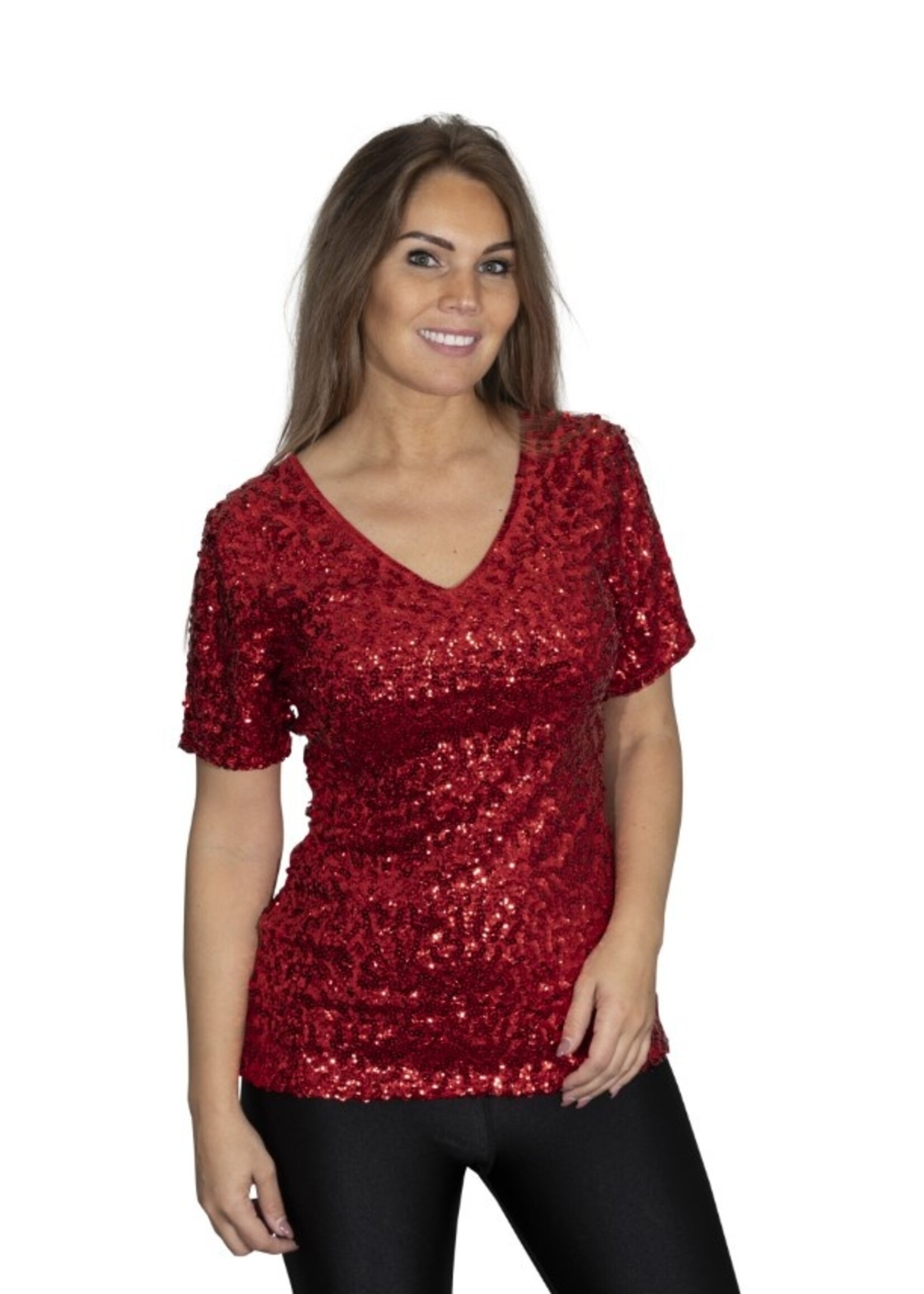 Party Planet Rood pailletten shirt