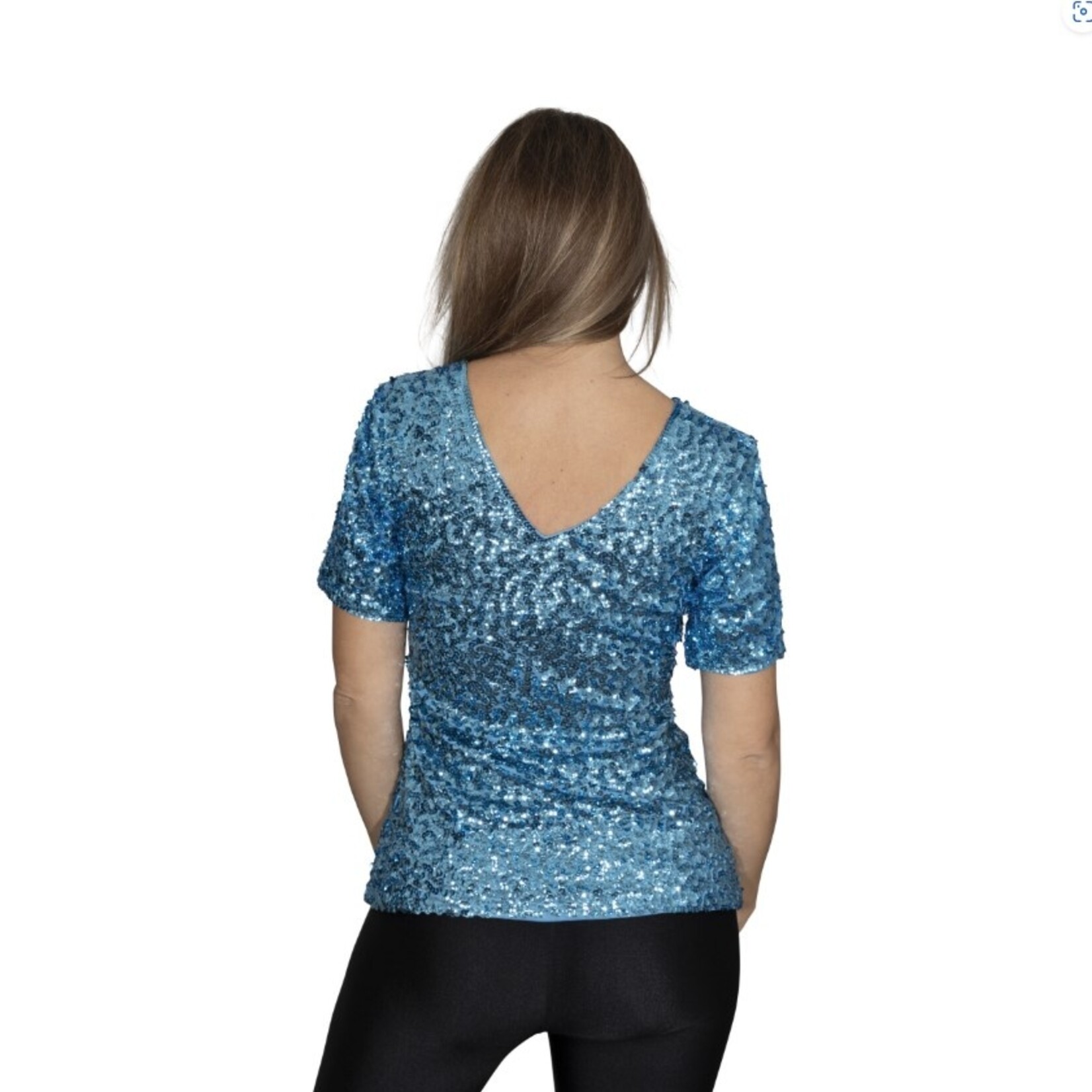 Party Planet Turquoise pailletten shirt
