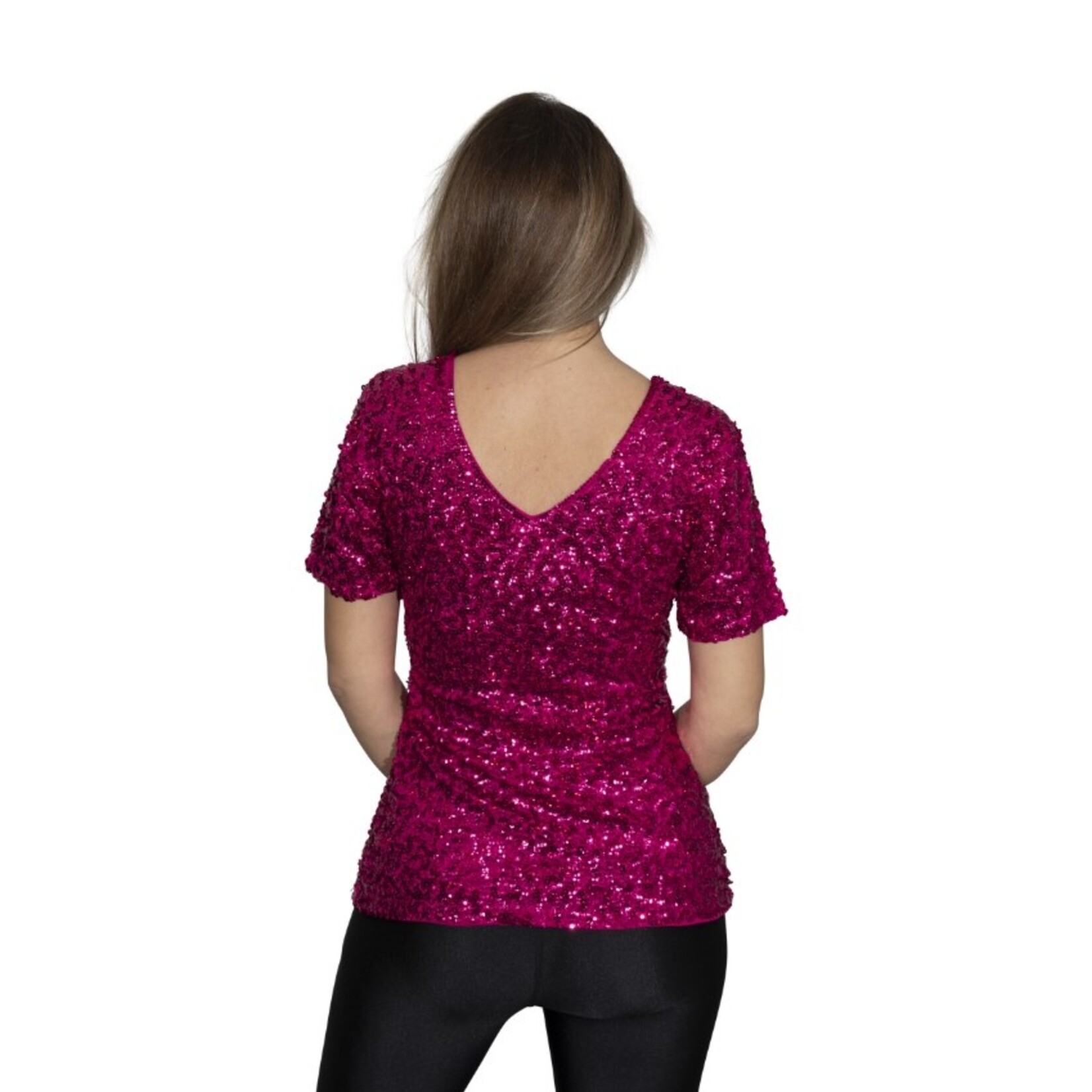 Party Planet Fuchsia pailletten shirt