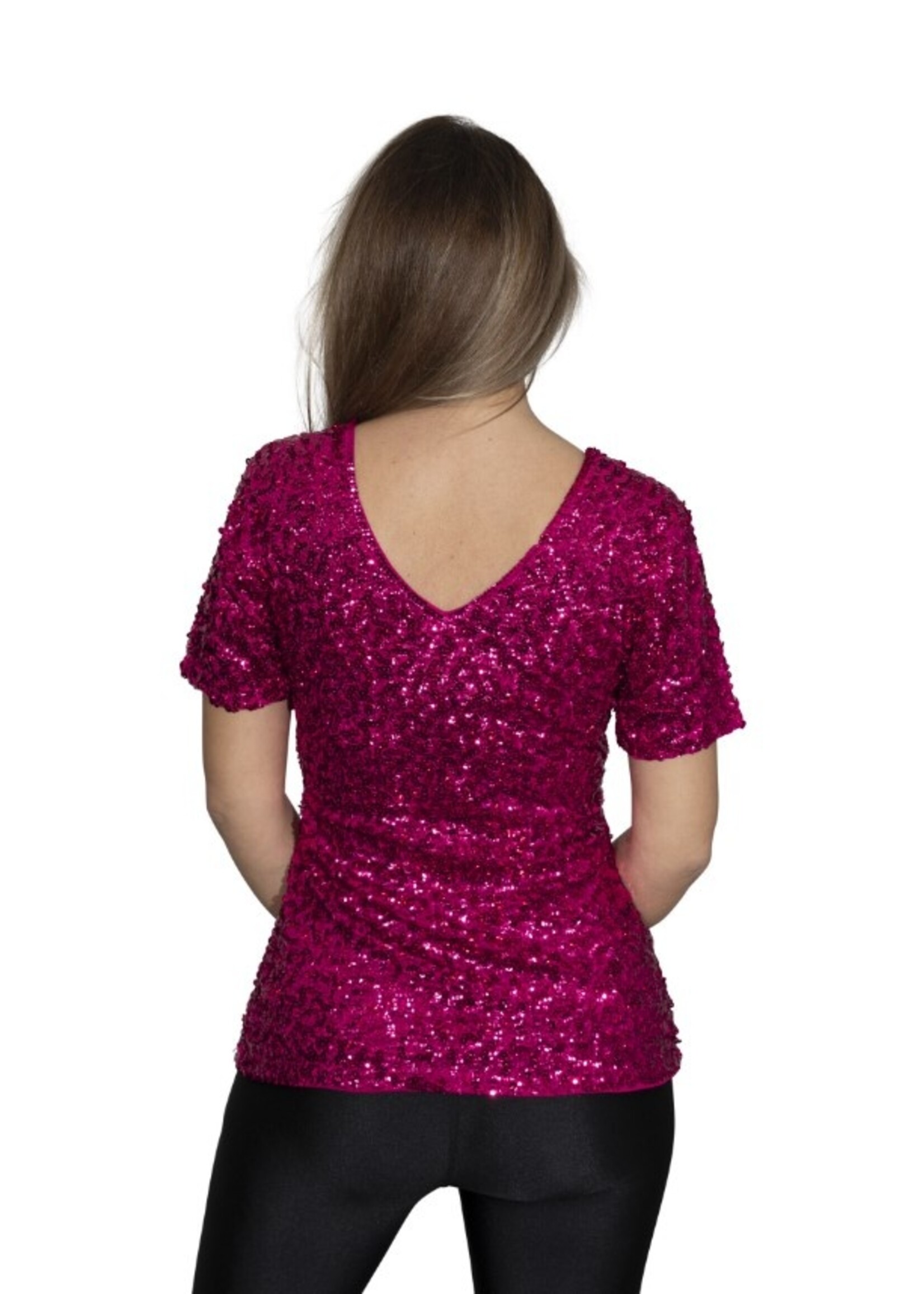 Party Planet Fuchsia pailletten shirt