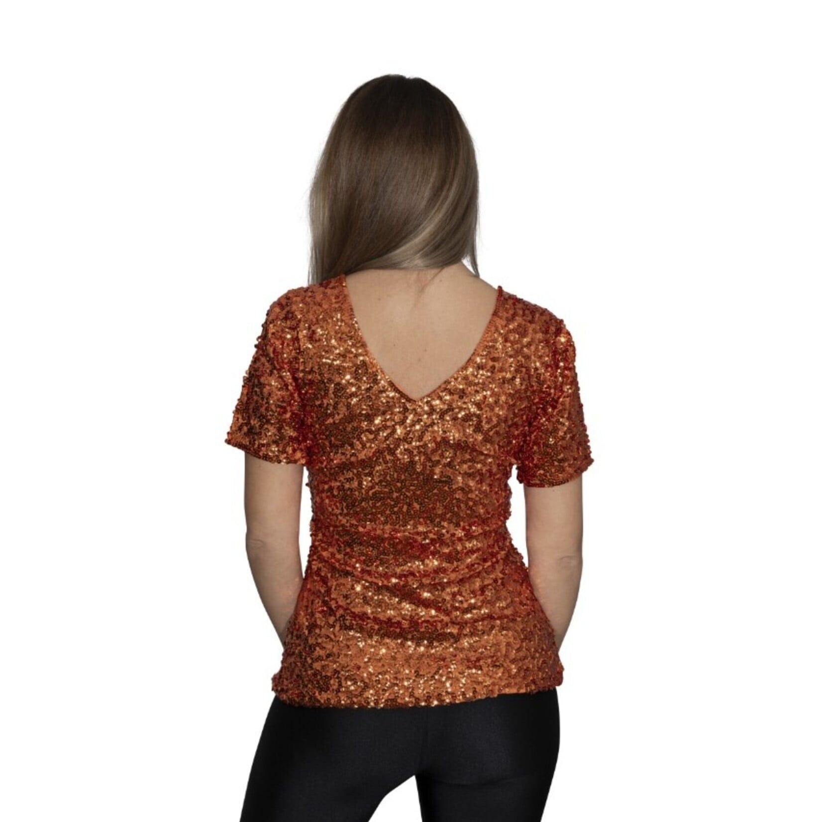 Party Planet Oranje pailletten shirt