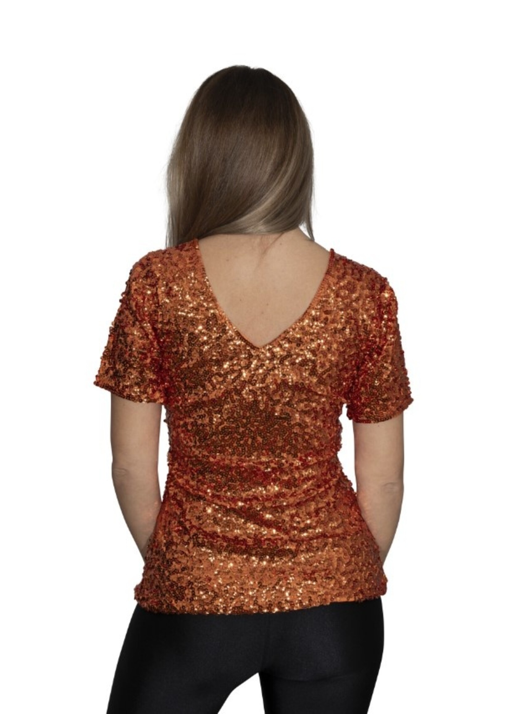 Party Planet Oranje pailletten shirt