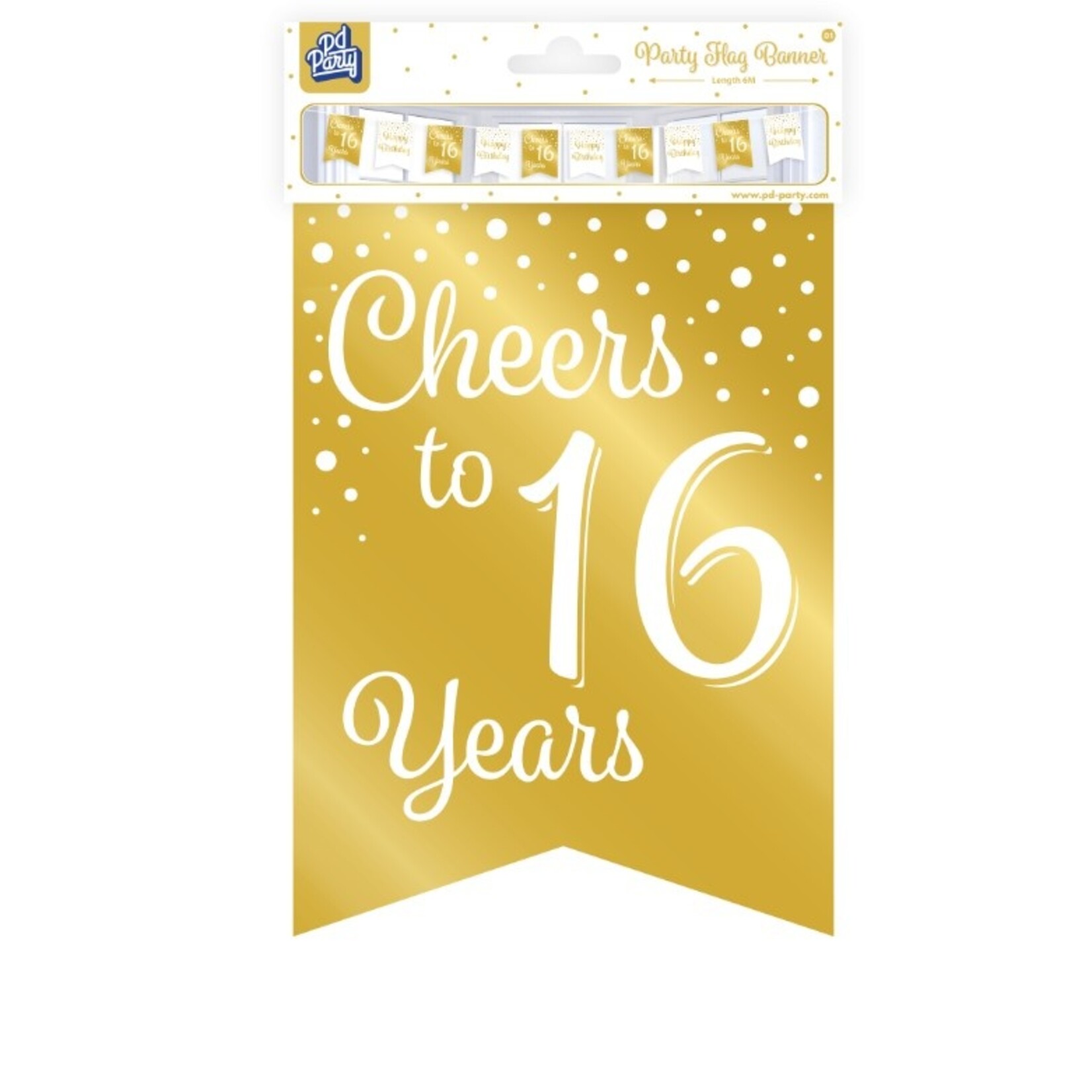 Party Planet Party flag banner gold/white - 16