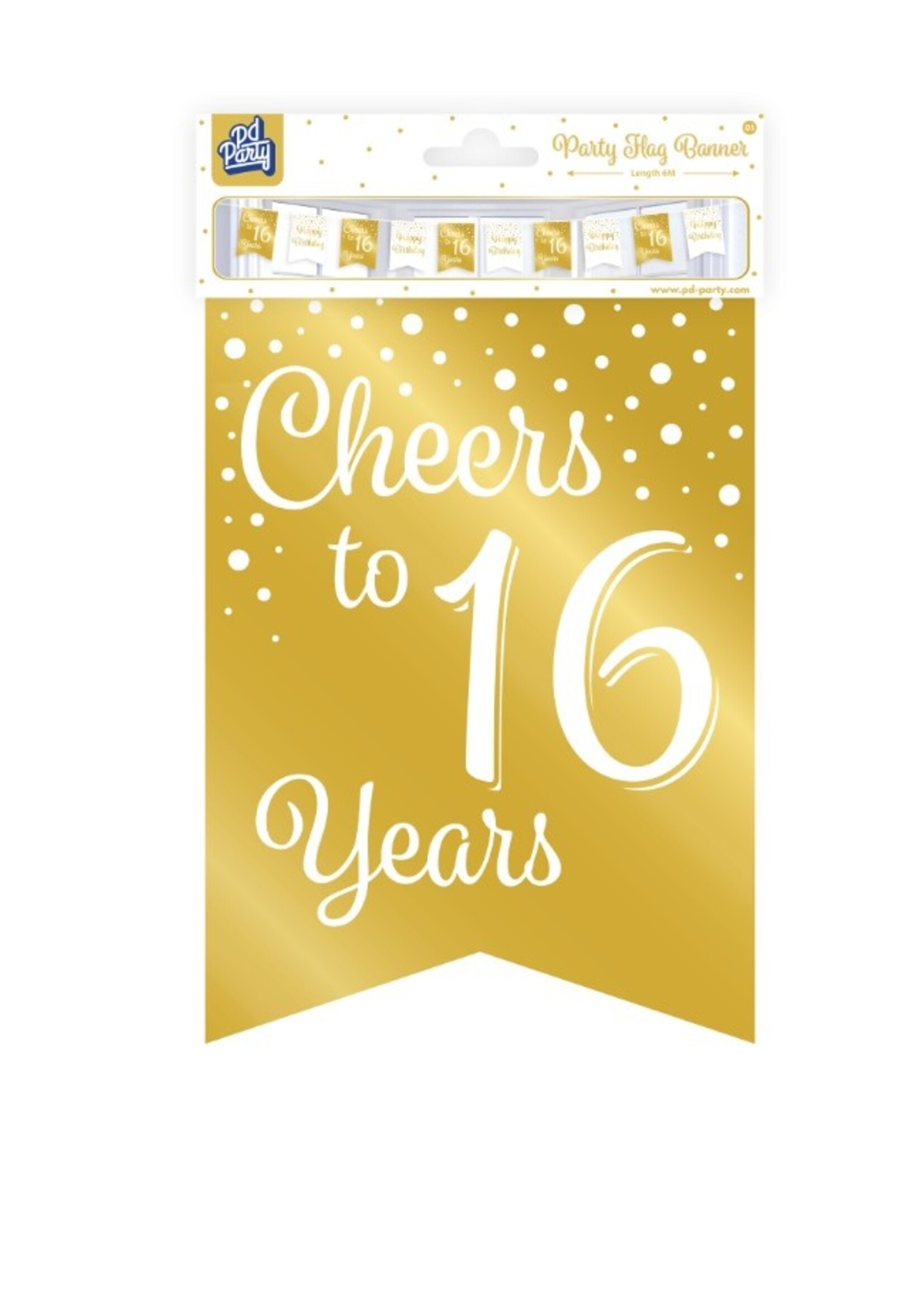 Party Planet Party flag banner gold/white - 16