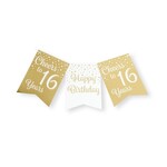 Party Planet Party flag banner gold/white - 16