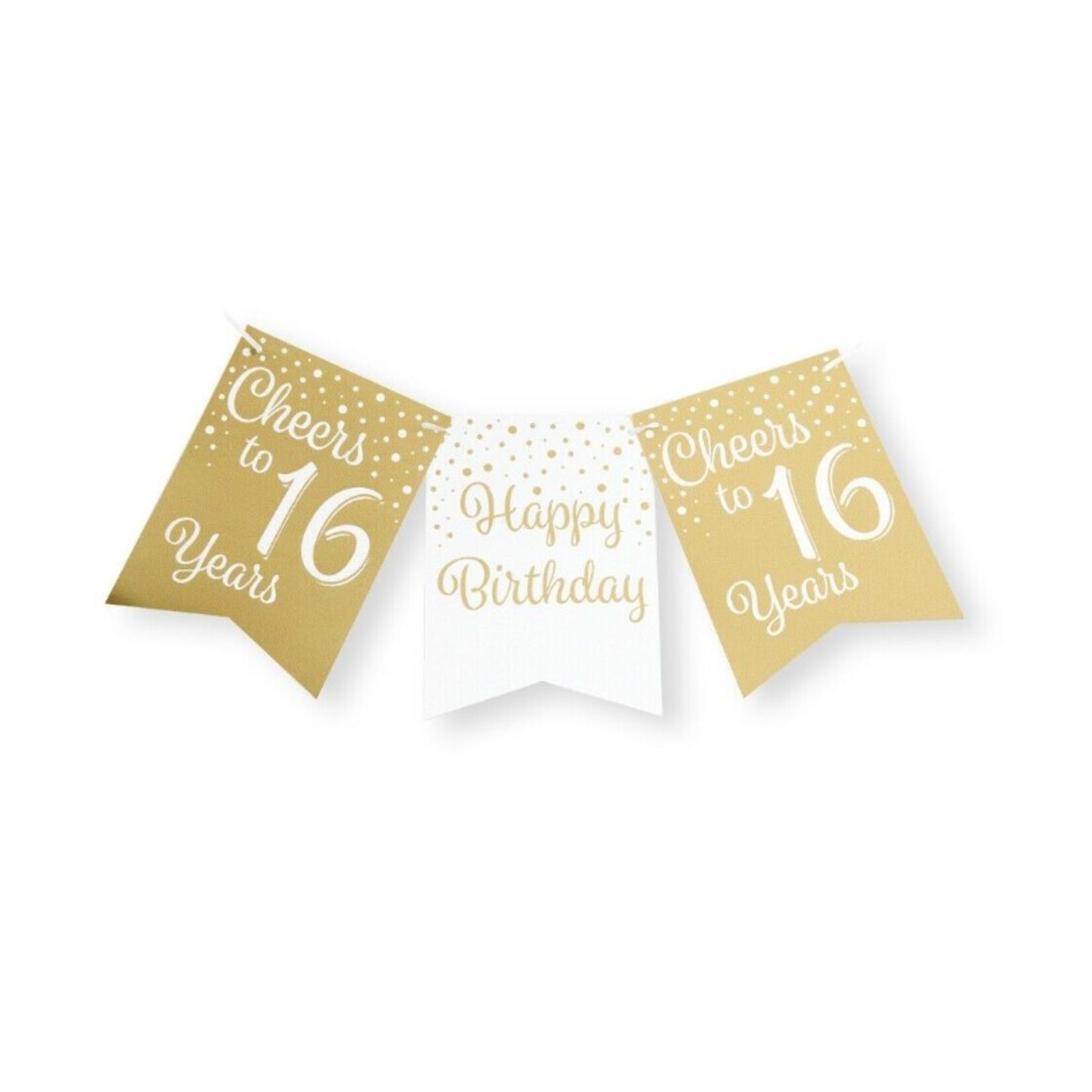 Party Planet Party flag banner gold/white - 16