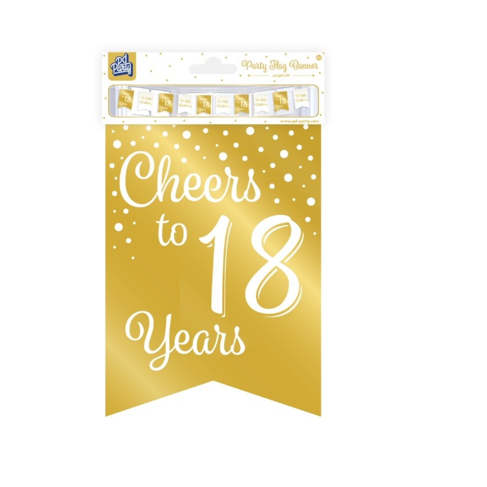 Party Planet Party flag banner gold/white - 18