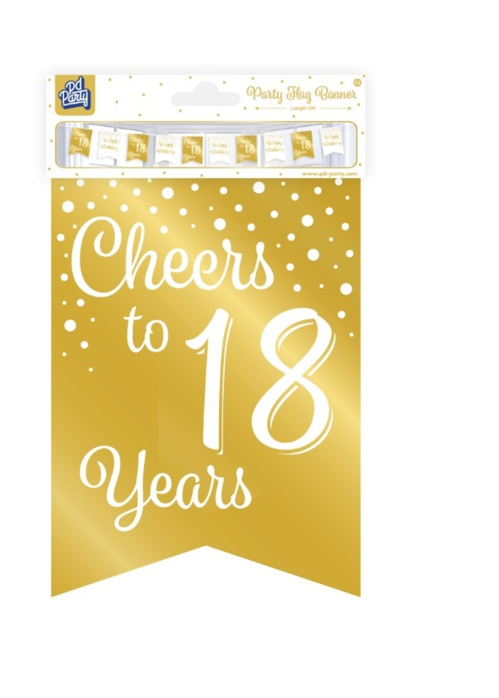 Party Planet Party flag banner gold/white - 18