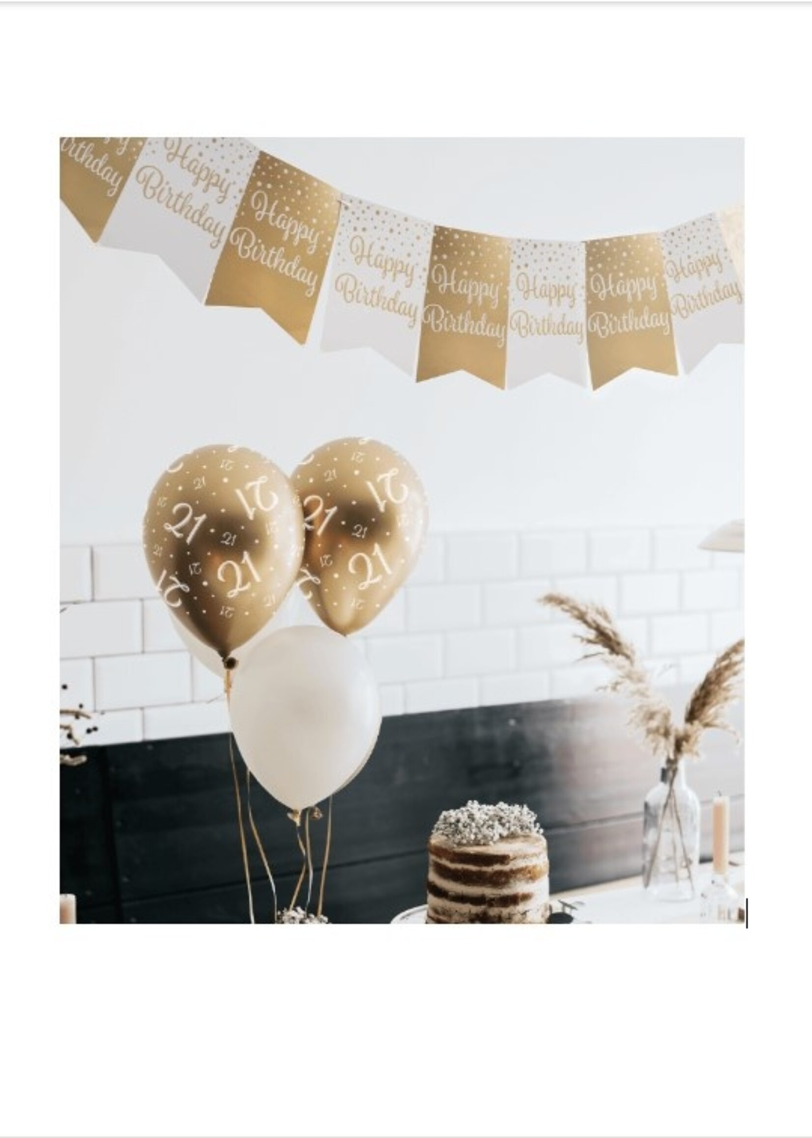 Party Planet Party flag banner gold/white - 30