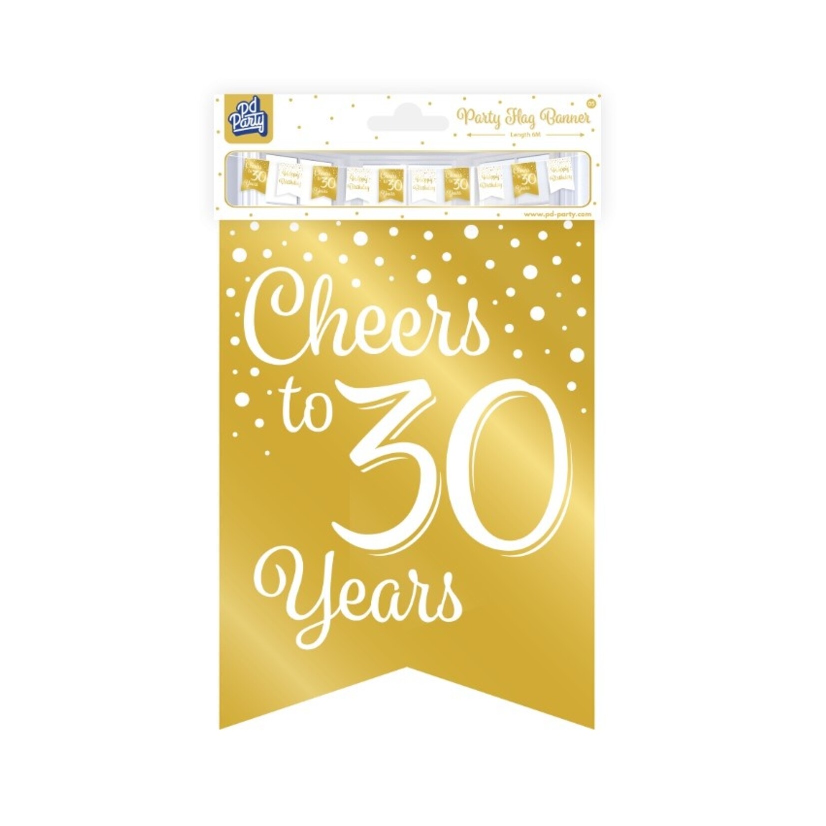 Party Planet Party flag banner gold/white - 30
