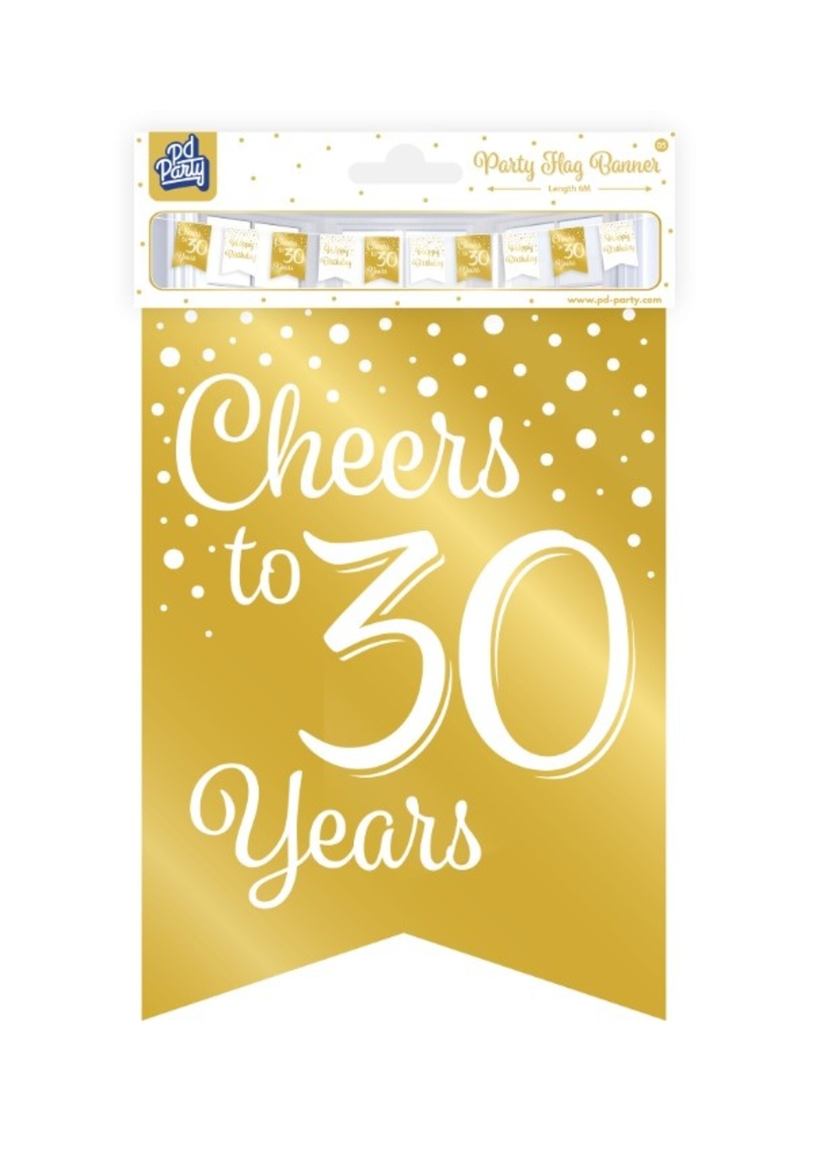 Party Planet Party flag banner gold/white - 30