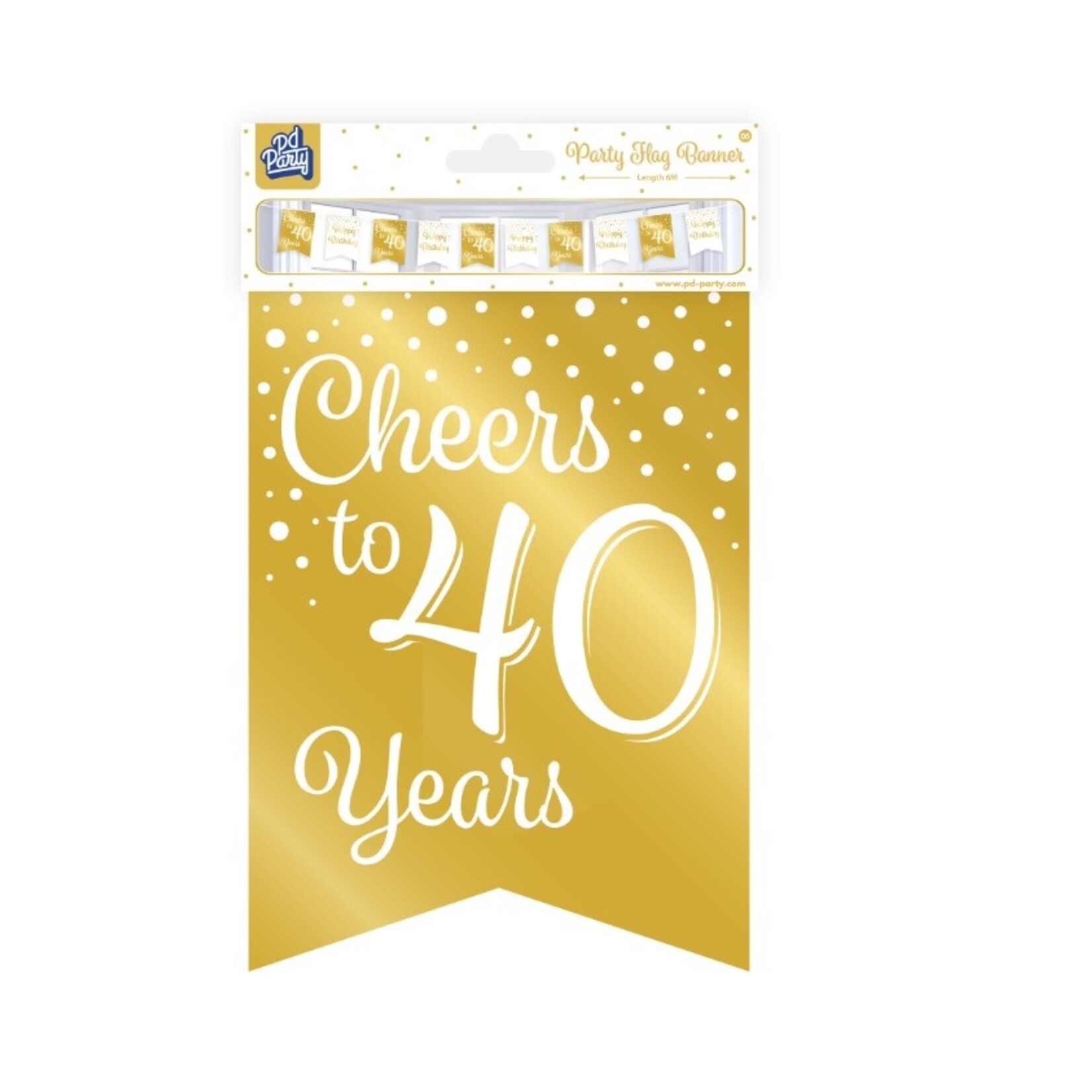 Party Planet Party flag banner gold/white - 40