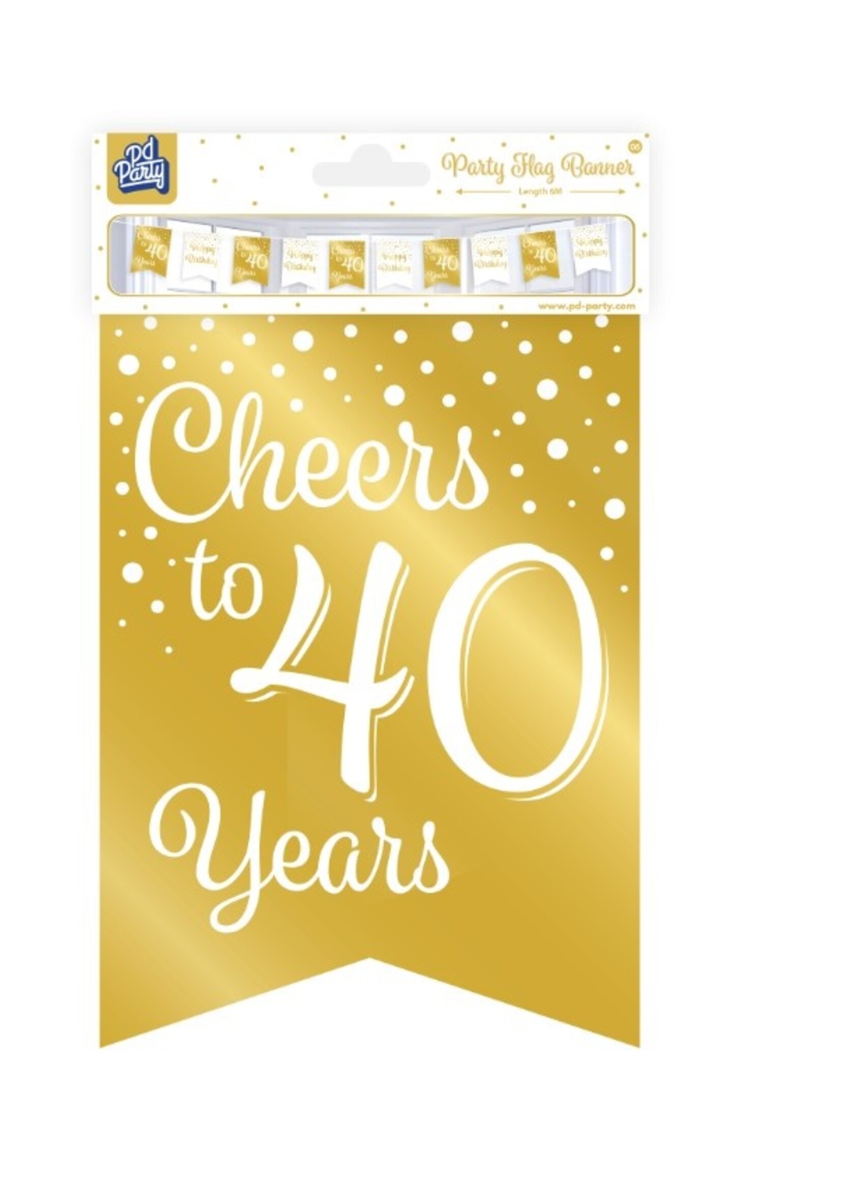 Party Planet Party flag banner gold/white - 40