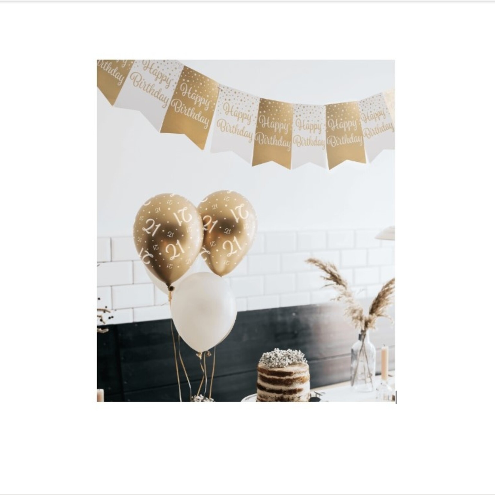Party Planet Party flag banner gold/white - 50