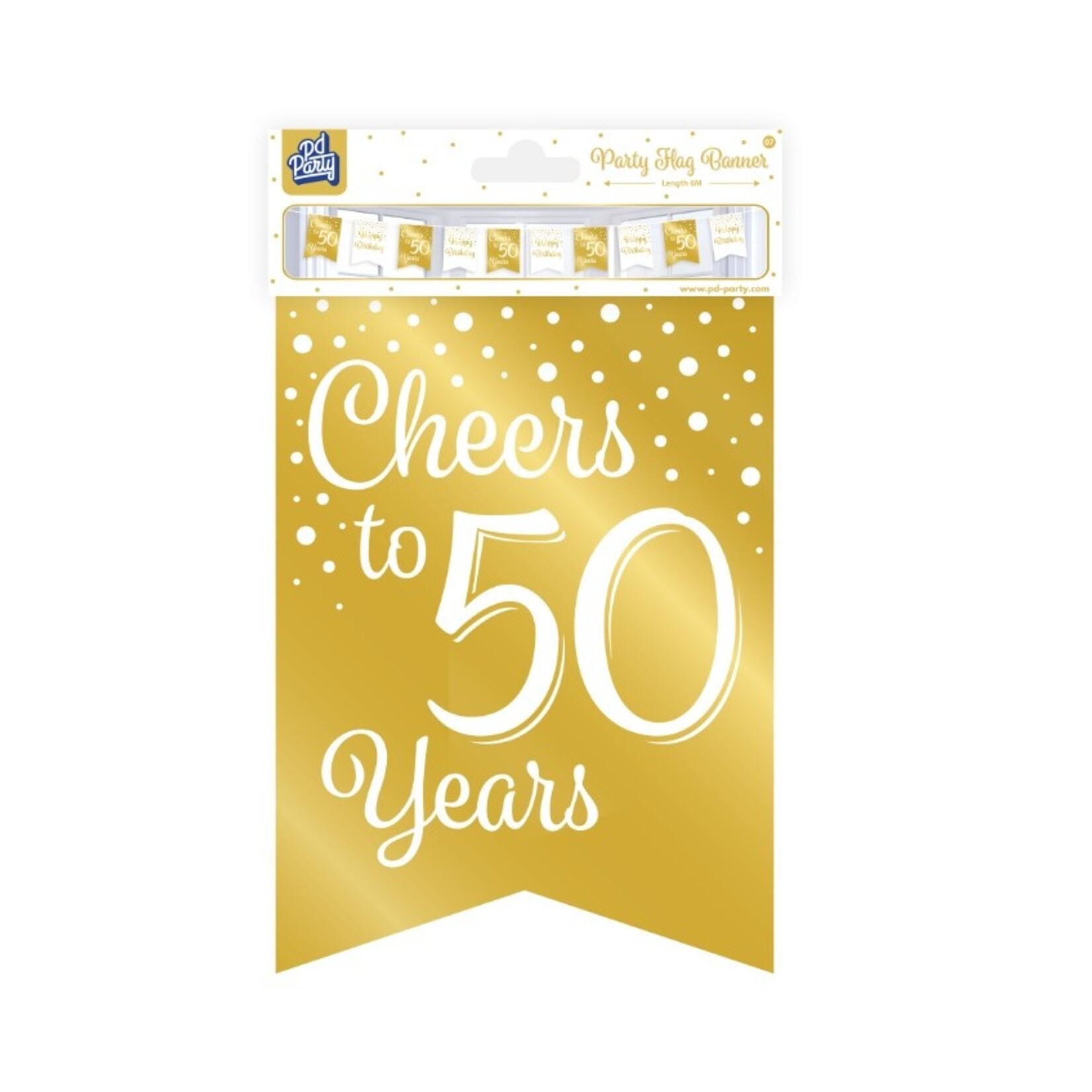 Party Planet Party flag banner gold/white - 50