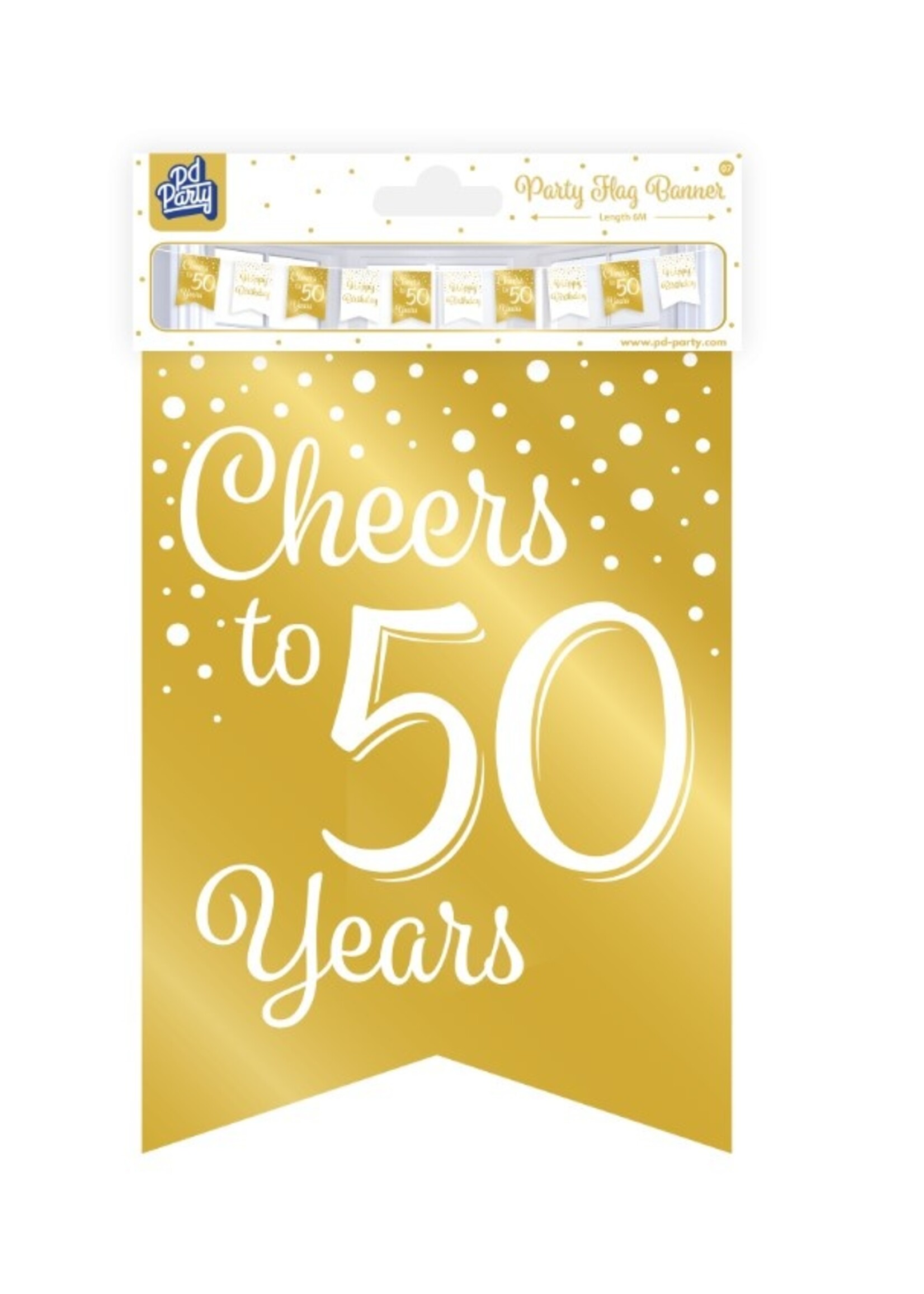 Party Planet Party flag banner gold/white - 50