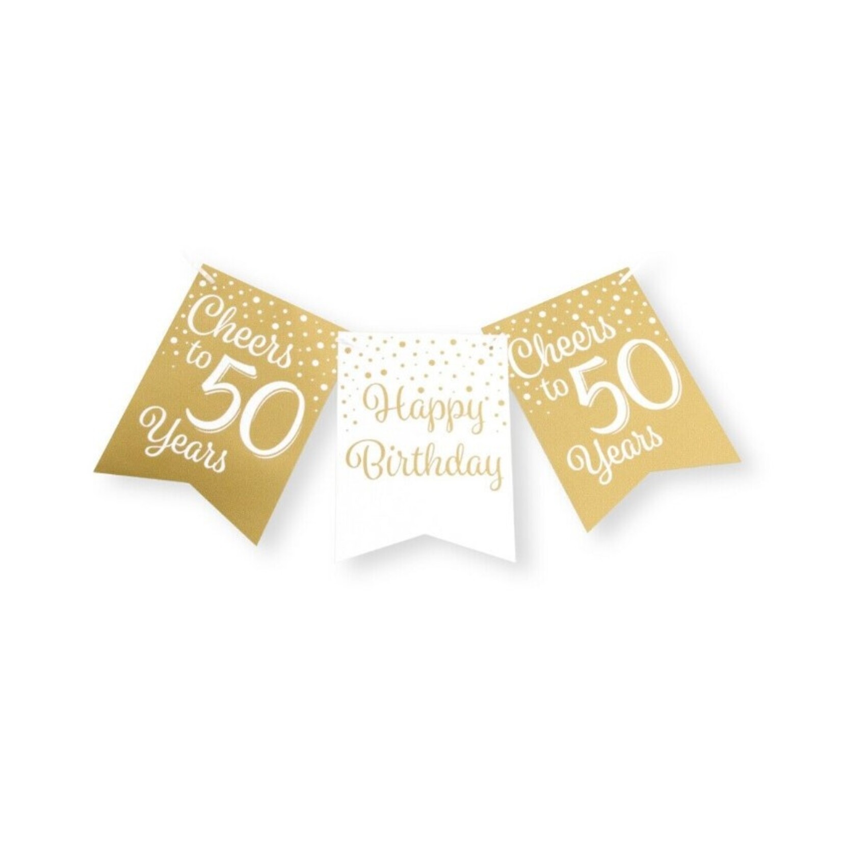 Party Planet Party flag banner gold/white - 50