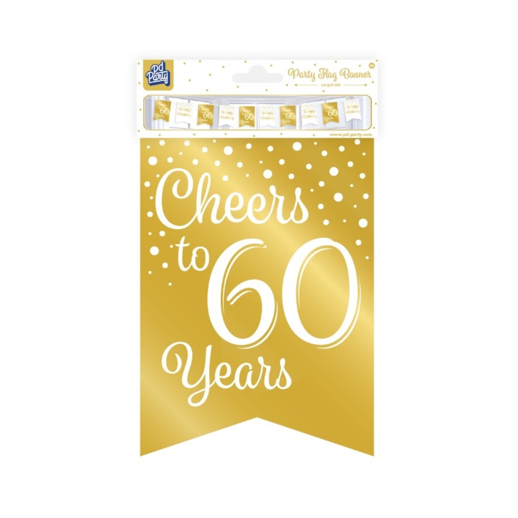 Party Planet Party flag banner gold/white - 60