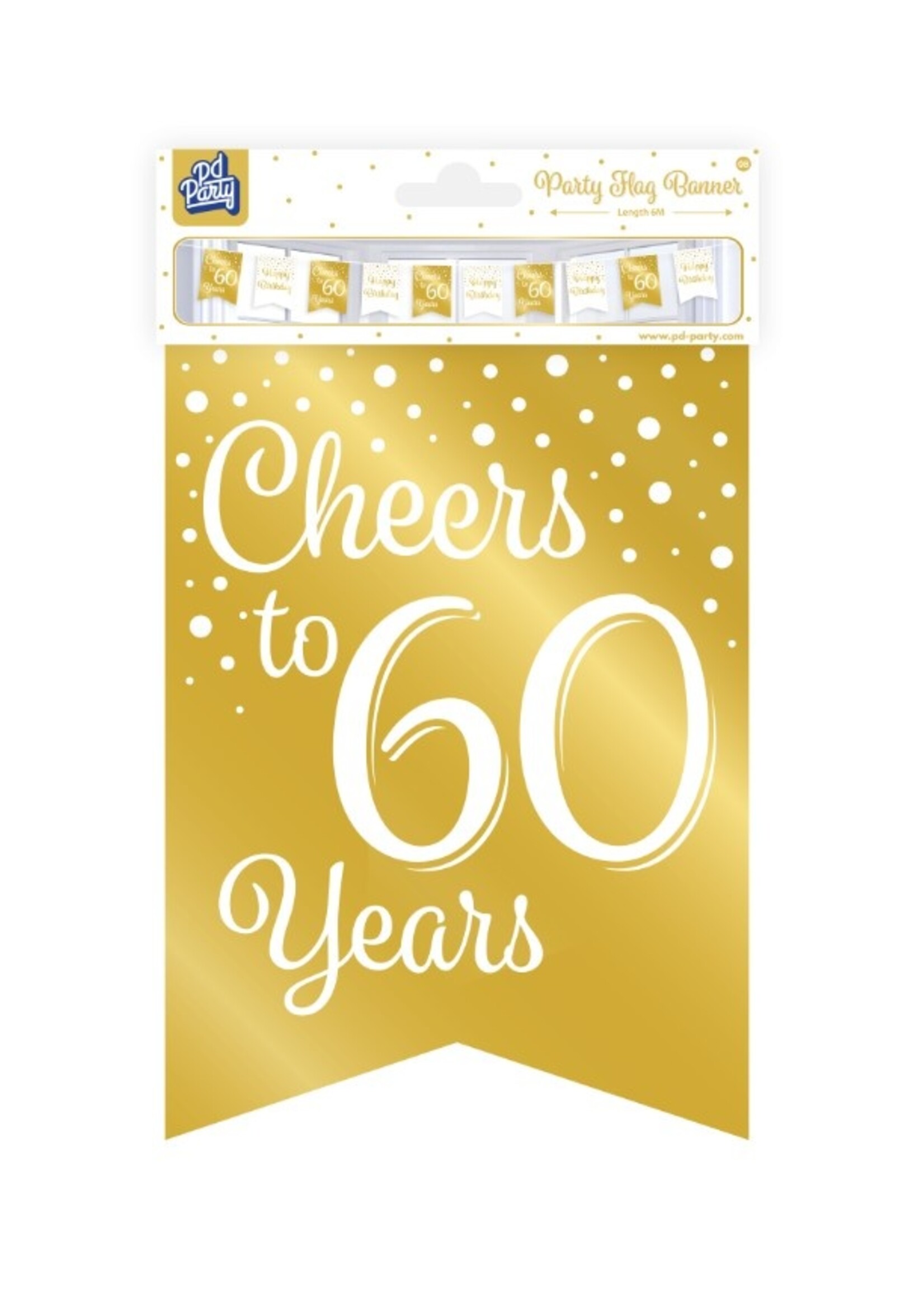 Party Planet Party flag banner gold/white - 60