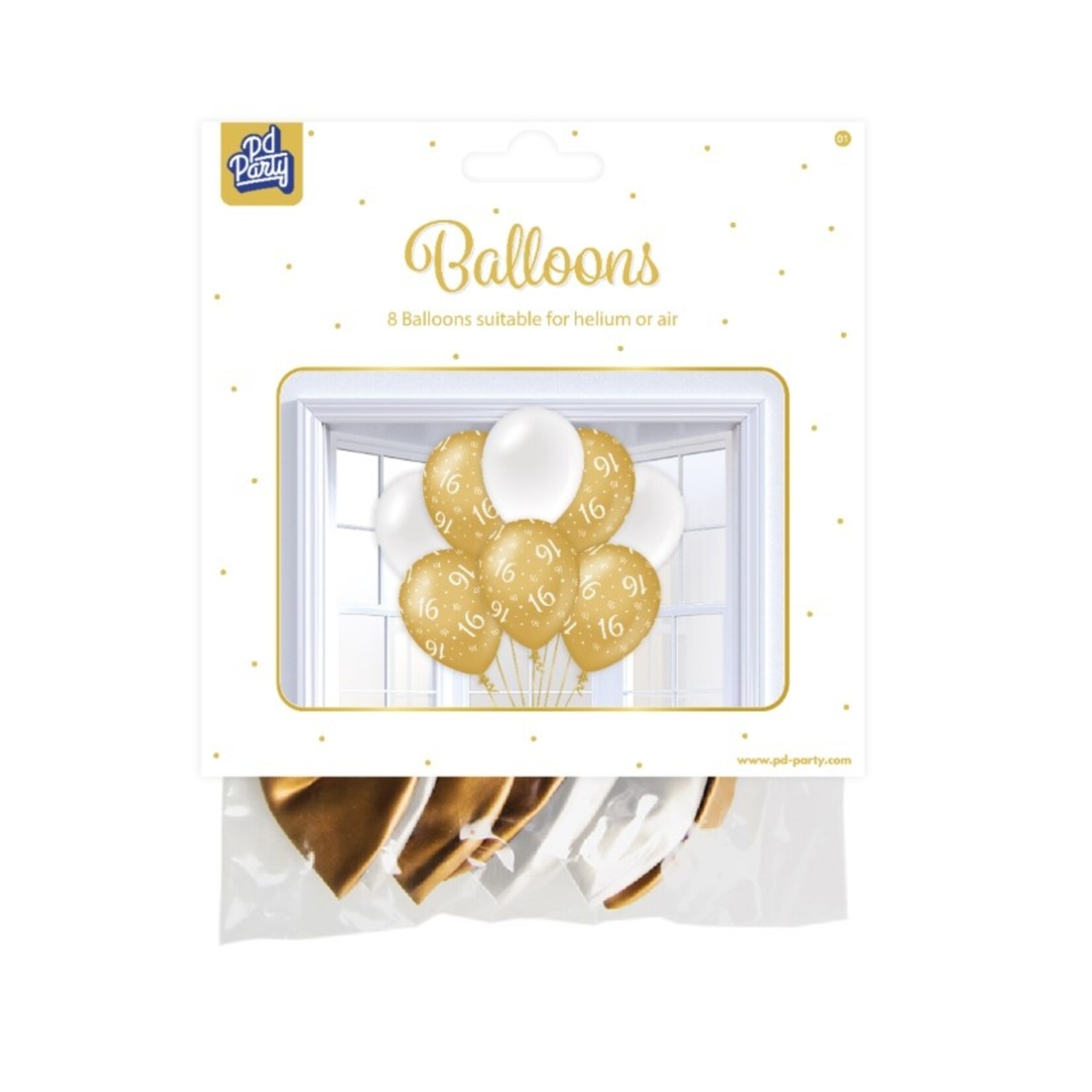 Party Planet Balloons Gold/white - 16